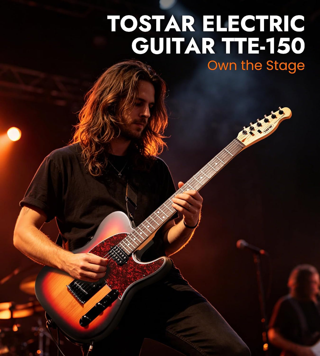 Tostar Electric Guitar: HH Humbuckers, Fixed Hardtail Bridge & Smoked Matte Finish, 3-Way Switch, 39' Solid Body Electric Guitar for Intermediate Players, Guitarra Eléctrica, Birthday Gifts, Sunburst