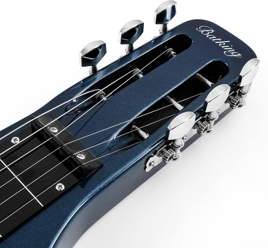 Batking Lap Steel Guitar 6 String Slotted Head Stock Electric Slide Guitars Blue Color
