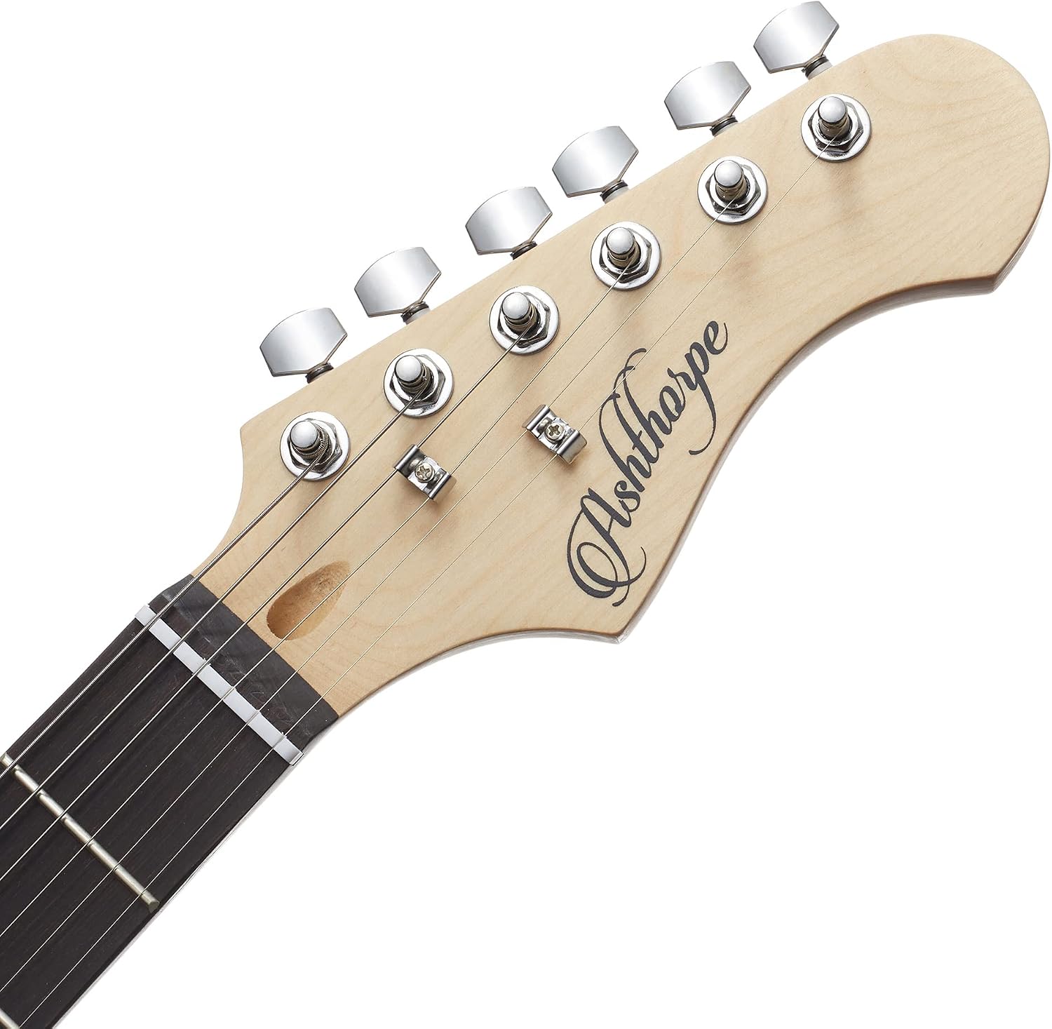 Ashthorpe 39-Inch Electric Guitar (White-White), Full-Size Guitar Kit with Padded Gig Bag, Tremolo Bar, Strap, Strings, Cable, Cloth, Picks