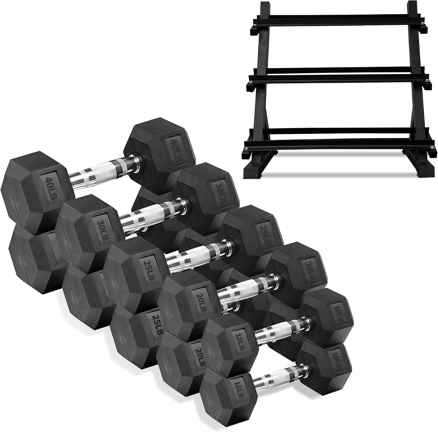 Rubber Coated Dumbbells with Storage Rack 350/450/550 LBS - Free Weights Dumbbell Set for Home Gym Equipment Exercise & Fitness Dumbbells for Strength Training