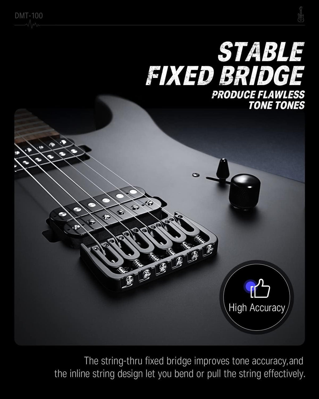 Donner Solid Body Electric Guitar, Matte Finish 39 Inch Metal Electric Guitar Beginner Kits with Bag, Strings, Strap, Cable, Strings Dampener for Rock Music Lover, DMT-100 (Matte Black)