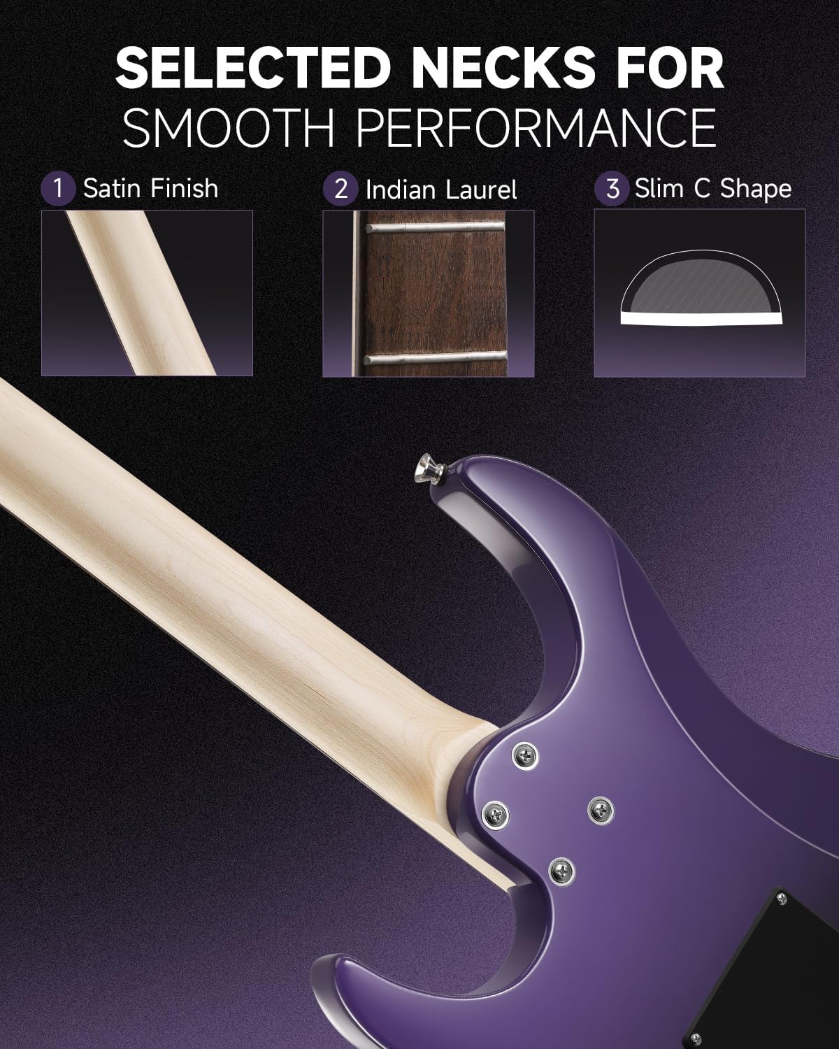 Donner DMT-66 Solid Body Electric Guitar Kit for Beginners, Full Size 39' Electric Guitar with HSS Pickups, Poplar Body, Maple Neck, Starter Guitar with Gig Bag, Strap, Whammy Bar Arm, Purplish Black