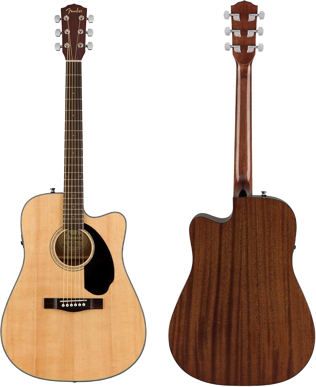 Fender CD-60SCE Solid Top Dreadnought Acoustic-Electric Guitar - Natural Bundle with Hard Case, Instrument Cable, Tuner, Strap, Strings, Picks, Austin Bazaar Instructional DVD, and Polishing Cloth
