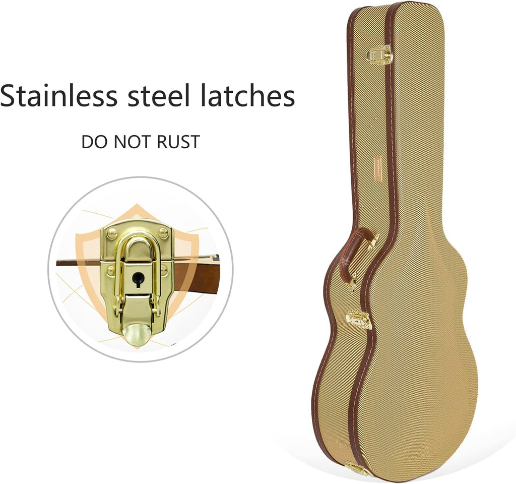 Crossrock Hard-Shell Wooden Case fits 12-Fret 00 Style Acoustic Guitar-Vinyl Tweed (CRW620-0012TW)