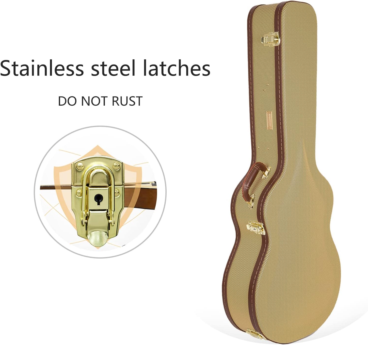 Crossrock Hard-Shell Wooden Case fits 12-Fret 00 Style Acoustic Guitar-Vinyl Tweed (CRW620-0012TW)