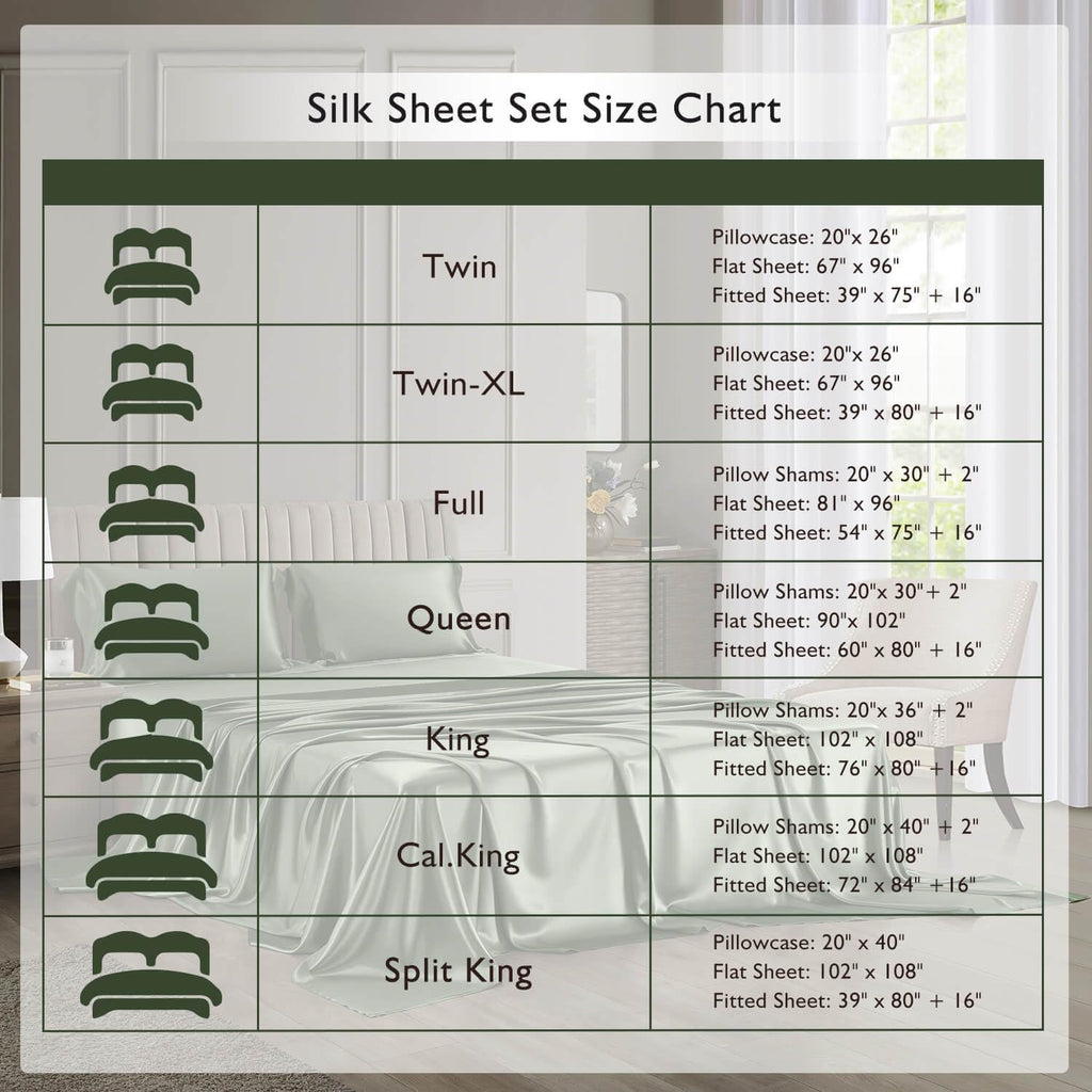 DISANGNI 22 Momme 100% Mulberry Silk Bedding Set - 4-Piece Luxury (2 Pillowcases, 1 Fitted Sheet, 1 Flat Sheet) - 6A Grade Natural Silk (Green, Twin XL)
