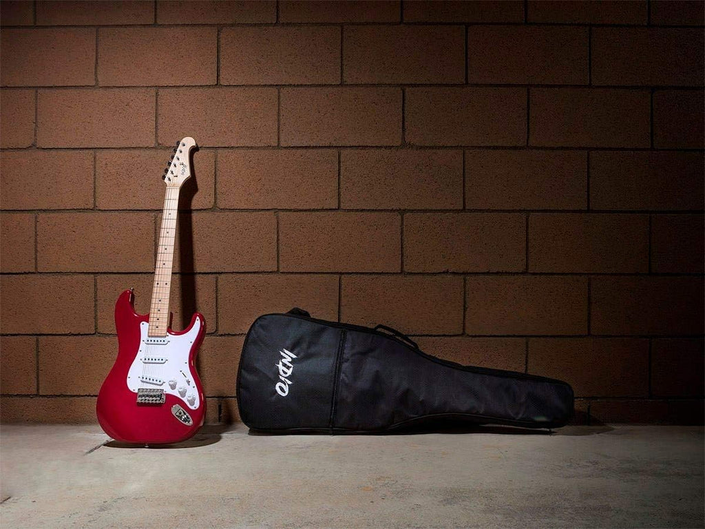 Monoprice Cali Classic Electric Guitar - Wine Red 6 Strings, Double-Cutaway Solid Body, Right Handed, SSS Pickups, Full-Range Tone, With Gig Bag, Perfect for Beginners - Indio Series