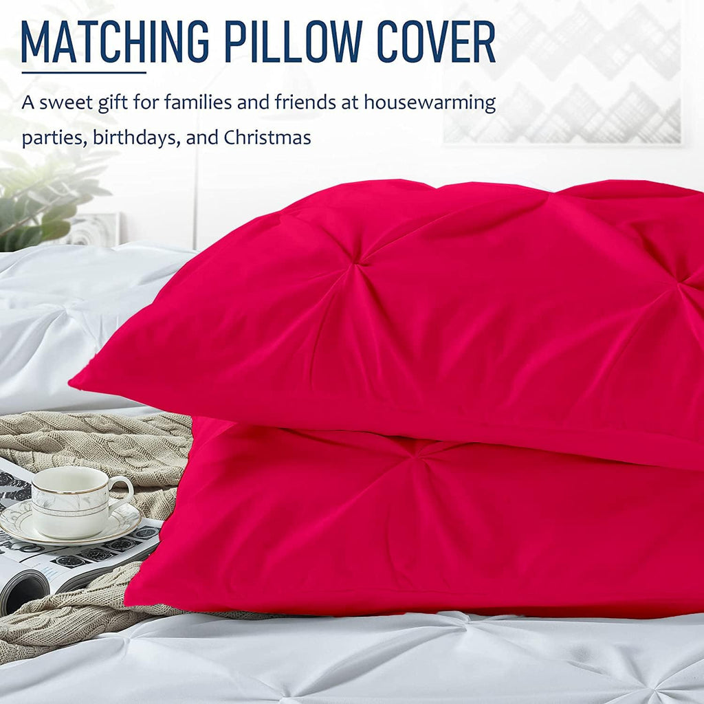 Crown Collection Luxuriate Hotel 1000-TC Hypoallergenic Ultra Soft Design 100% Egyptian Cotton Pinch Plated Duvet Cover with Zipper Colser & 2pcs Pillow Case Set (Oversize 98x120, Hot Pink)