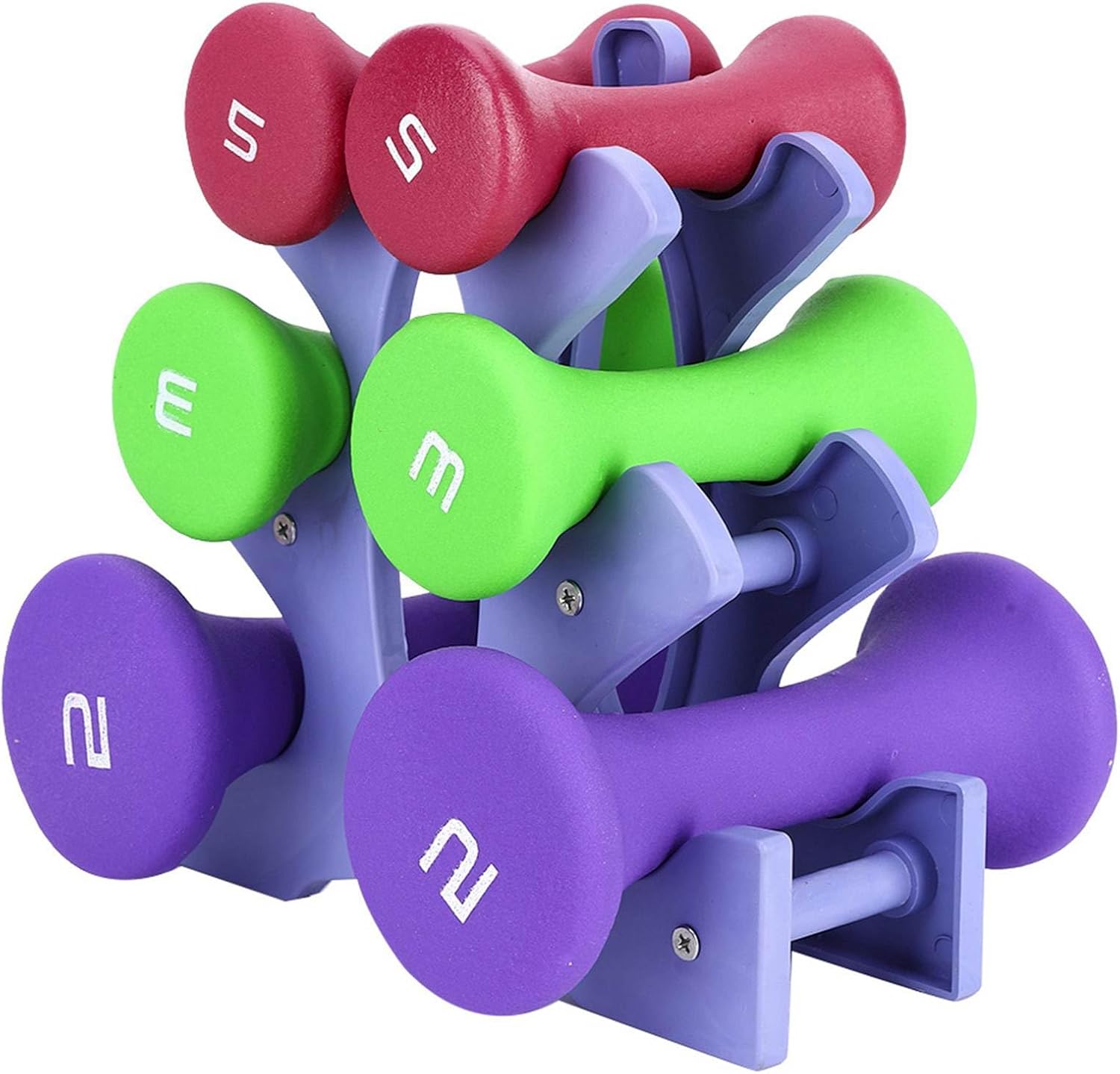 HAND FITNESS WEIGHTS SET HOLDER RACK 6PCS 2LB 3LB 5LB BODYBUILDING EXERCISE EQUIPMENT WOMEN GYM PINK GREEN BLUE