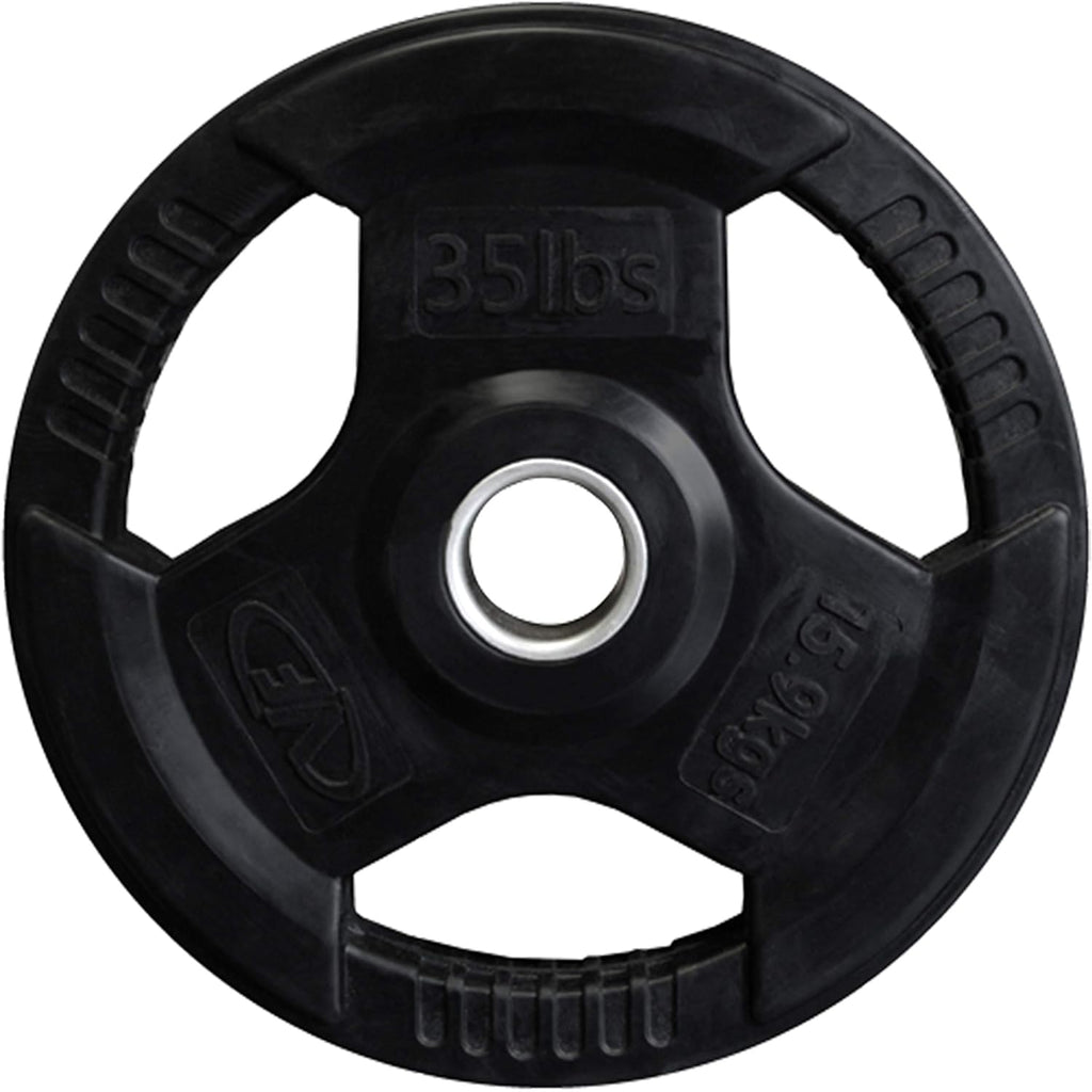 Valor Fitness OP Olympic Weight Plates Coated Rubber Weights w/Weight Plate Set, Barbell Weights w/Grips for Home Gym