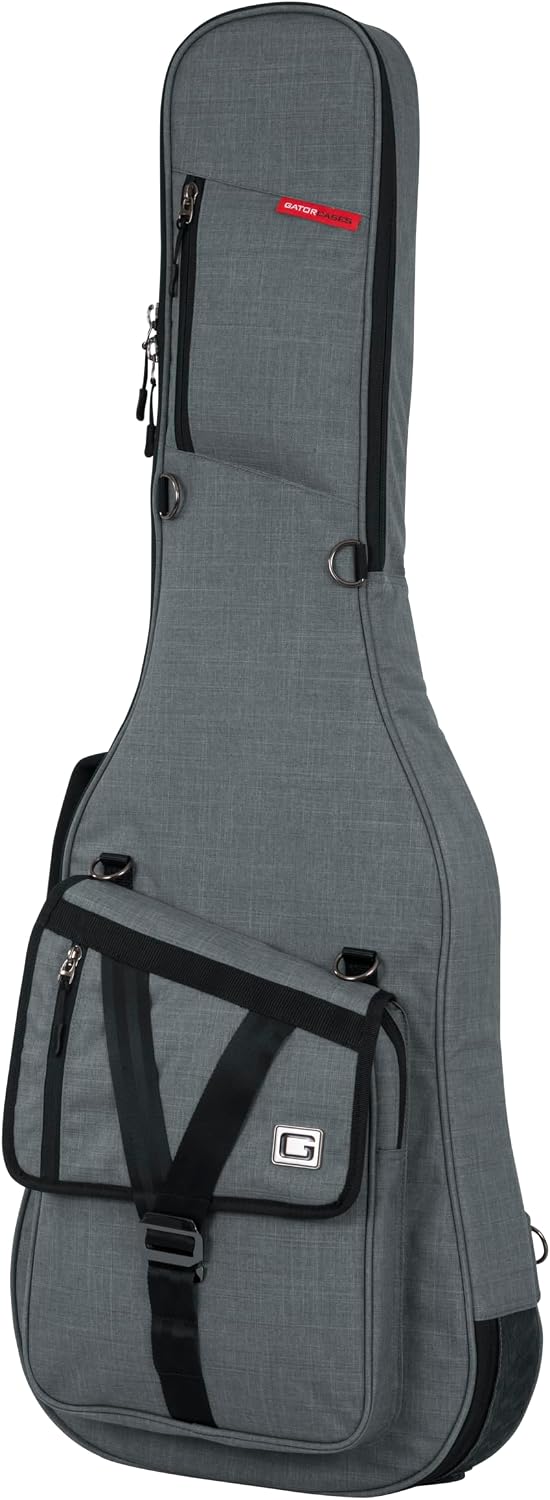 Gator Cases Transit Series Lightweight Electric Guitar Gig Bag with Back Pack Straps and Rubberized Base, Light Grey Exterior (GT-ELECTRIC-GRY)
