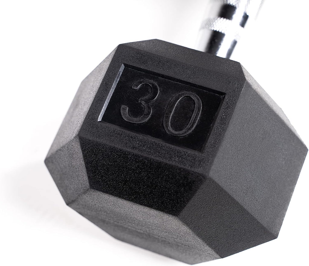 Zeus Fitness Rubber Encased Hex Dumbbells - Sold In a Set 5-50 lbs - Women and Men dumbbell -Strength Equipment