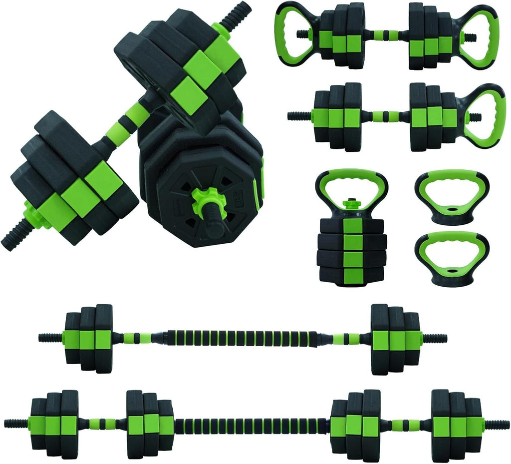 GarveeLife 44 LBS Adjustable Dumbbell Set with Iron Grip for Home Gym,4-in-1 Adjustable Weights as Barbell Set, Dumbbell Set,Kettlebells and Push-up