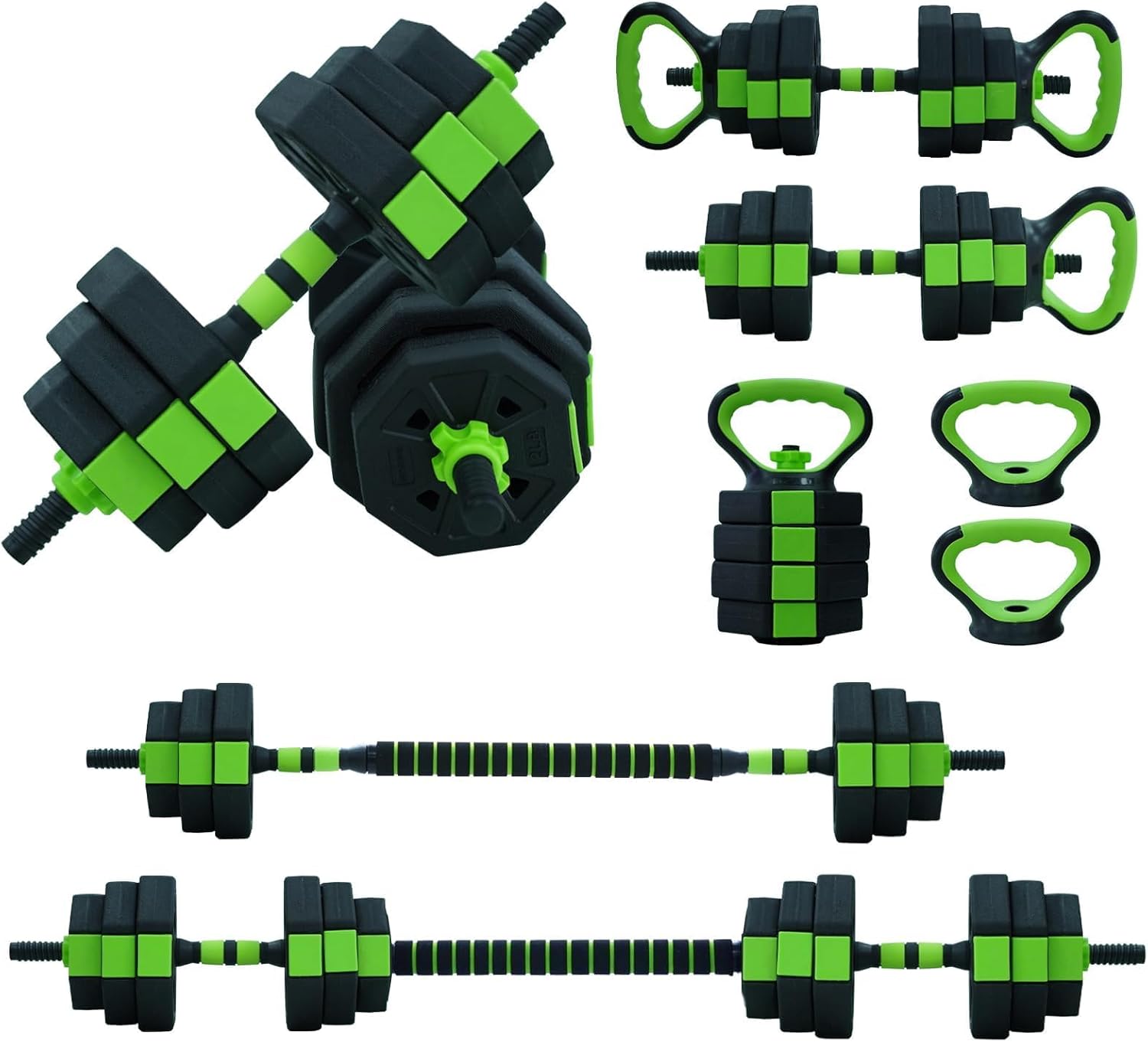 GarveeLife 44 LBS Adjustable Dumbbell Set with Iron Grip for Home Gym,4-in-1 Adjustable Weights as Barbell Set, Dumbbell Set,Kettlebells and Push-up