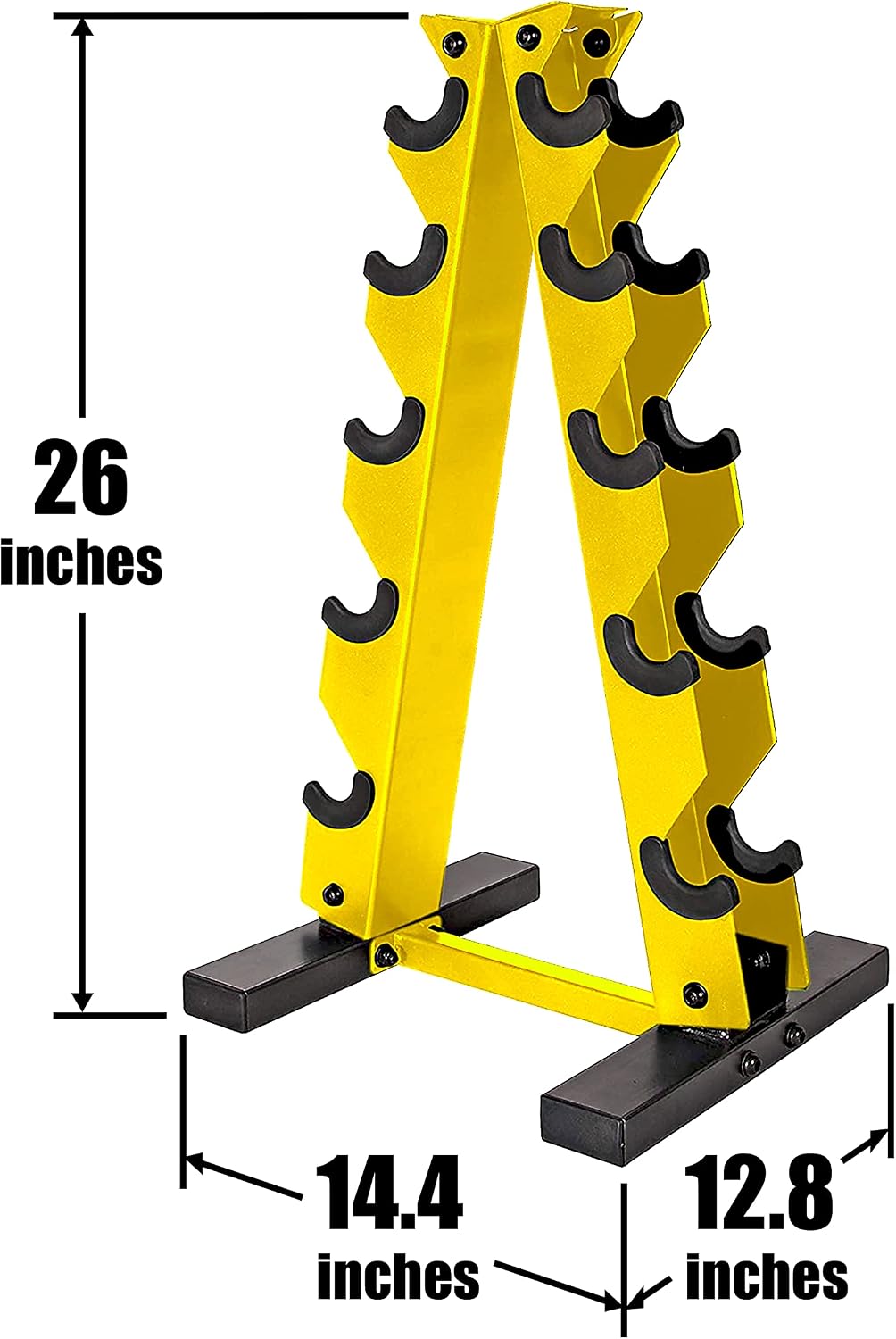 WF Athletic Supply 5-25Lb Rubber Coated Hex Dumbbell Set with A Frame Storage Rack Non-Slip Hex Shape for Muscle Toning, Strength Building & Weight Loss - Multiple Choices Available