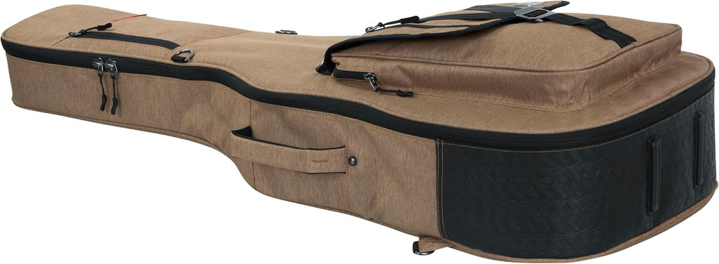 Gator Cases Transit Series Lightweight Acoustic Guitar Gig Bag with Back Pack Straps and Rubberized Base, Tan Exterior (GT-ACOUSTIC-TAN)