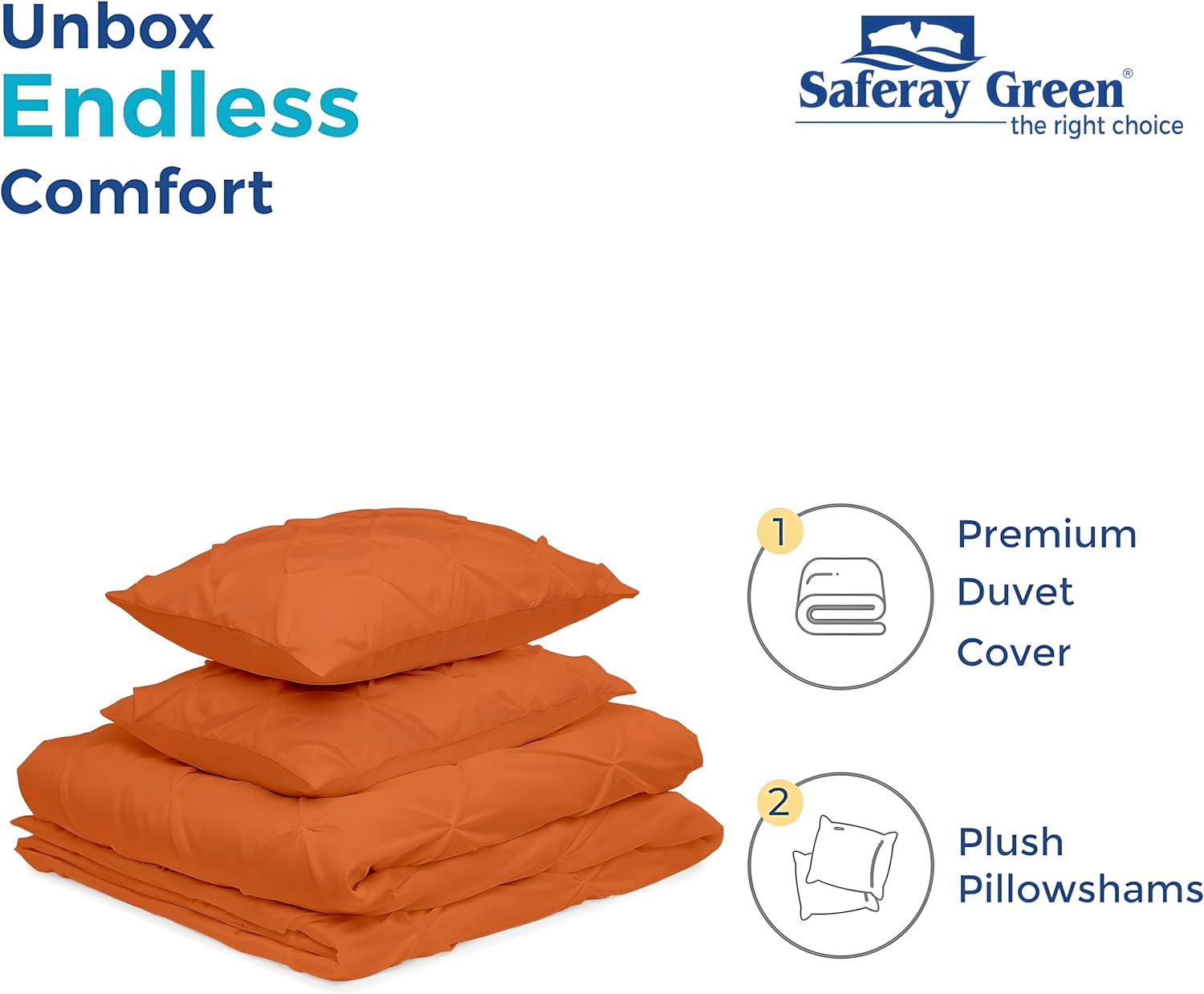 Luxury Burnt Orange Pinch Pleated Pintuck Duvet Cover Set Oversized King Plus 120'x128' Size Egyptian Cotton Luxury Soft & Breathable Comforter Cover with Corner Ties & Zipper Closure