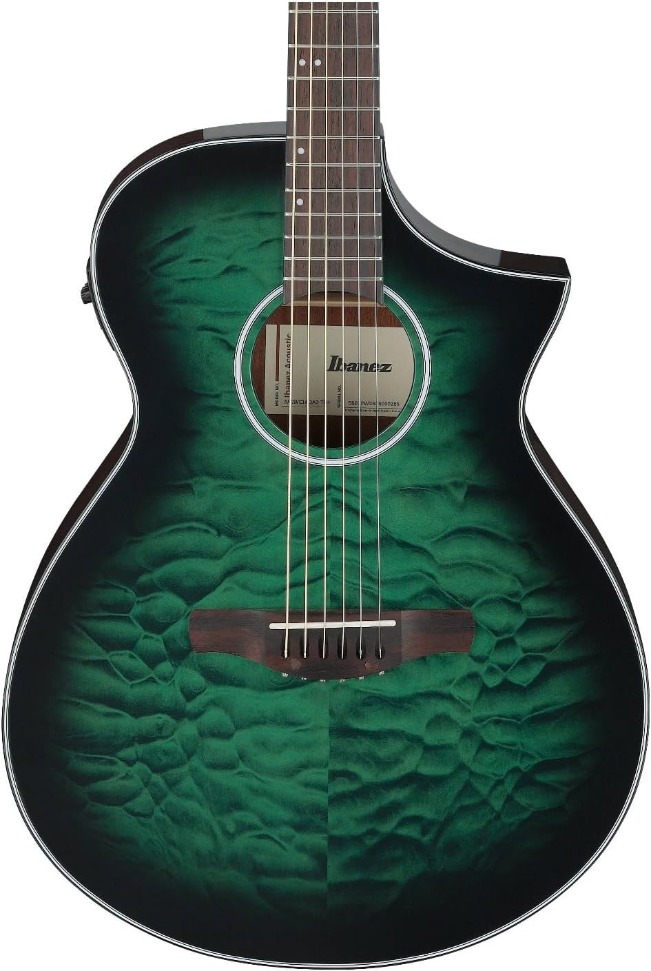 Ibanez AEWC16QA 6-String Acoustic-Electric Guitar (Transparent Emerald Burst)