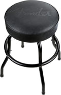 Fender Embossed Black Logo Swivel Barstool, Great Gifts for Dad, with 1 Year Limited Warranty, Simple Assembly, Black/Black, 24'