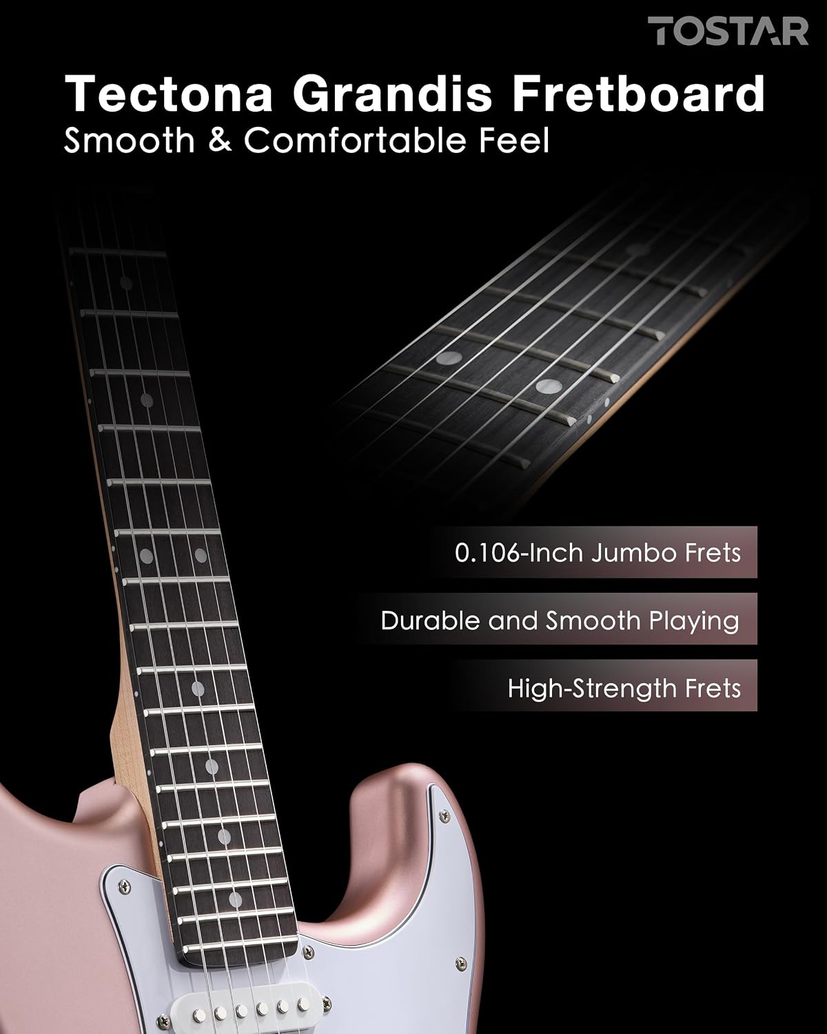 Tostar 39' Full Size Electric Guitar Kit For Beginners and Adults, SSS Pickup Guitarra Electrica Set Includes Tremolo Bridge, Lightweight Matte Finish, Amp, Strings, Gig Bag, Birthday Gifts, Champagne