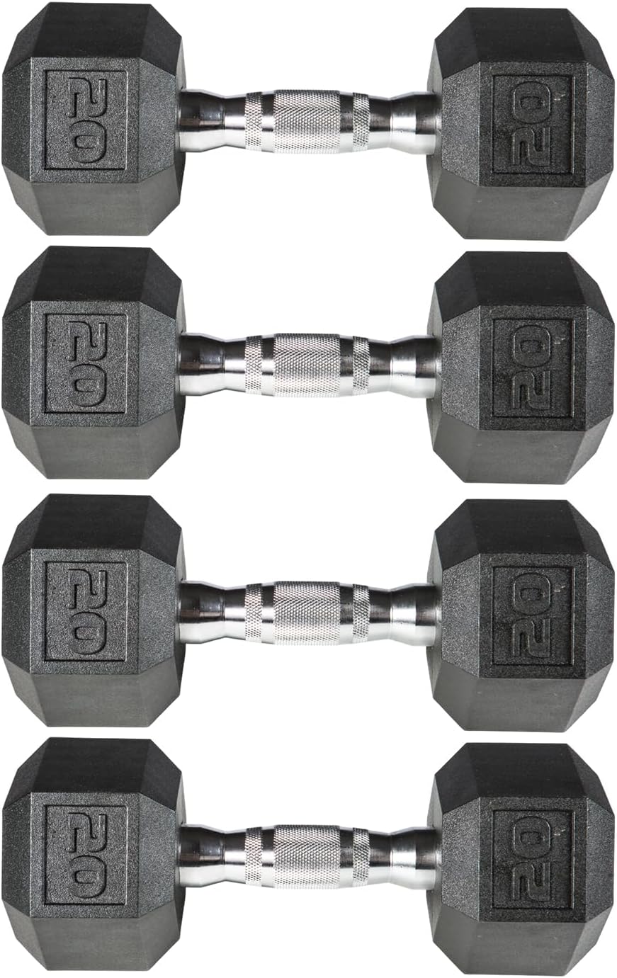 PVC Hex Dumbbell with Chrome Ergonomic Handle – Durable Noise-Reducing PVC Coated Dumbbells Weights for Strength Training, Bodybuilding, Lifting Home Gym – 5 lbs to 50 lbs Pack 1, 2 & 4