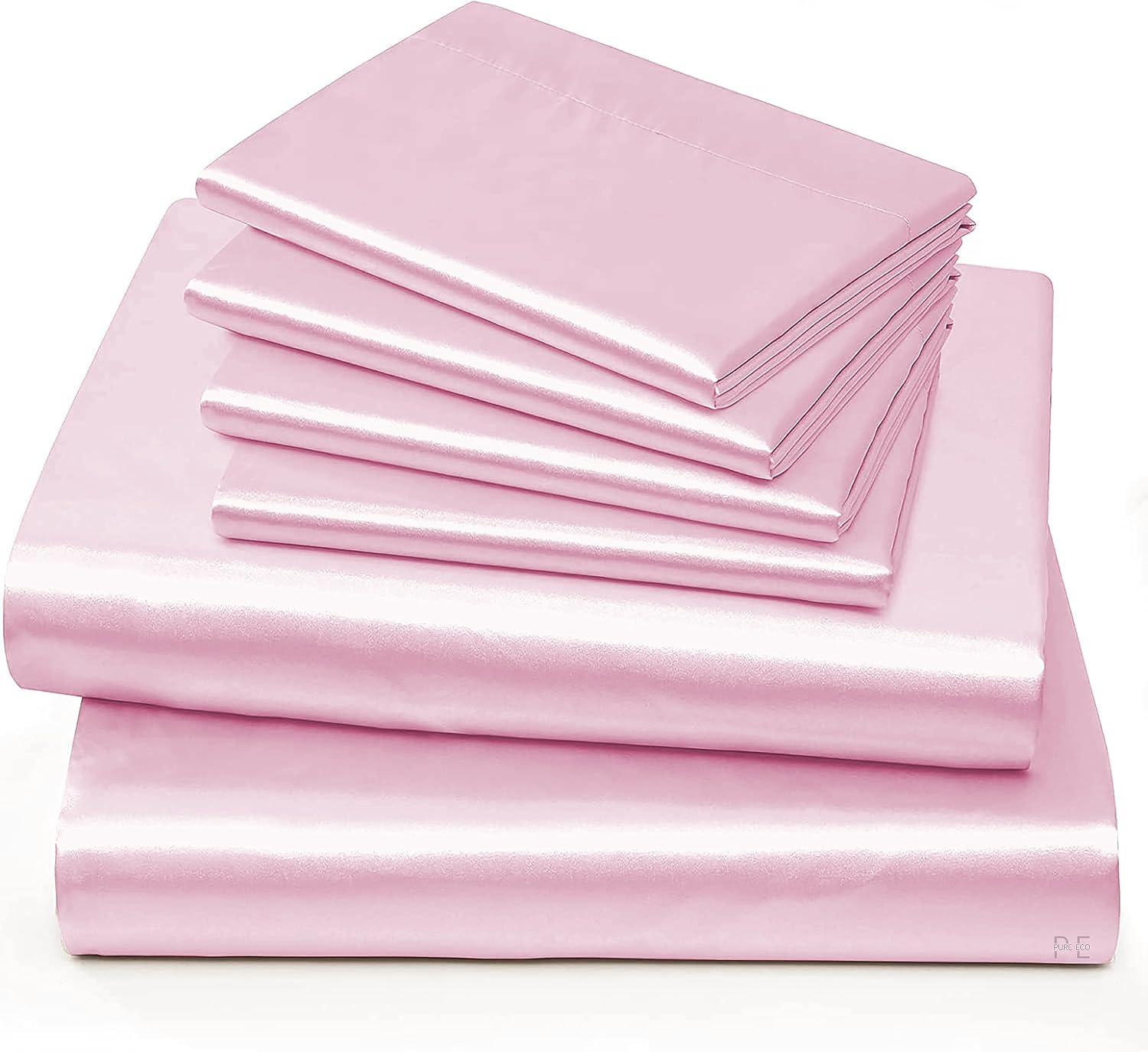 6 Piece Mulberry Silk Sheet Set Queen Size (60x80)+ Upto 16 Inch Deep Pocket Baby Pink Color Smooth Soft and Silk Bed Sheets Queen Size Bedding Set