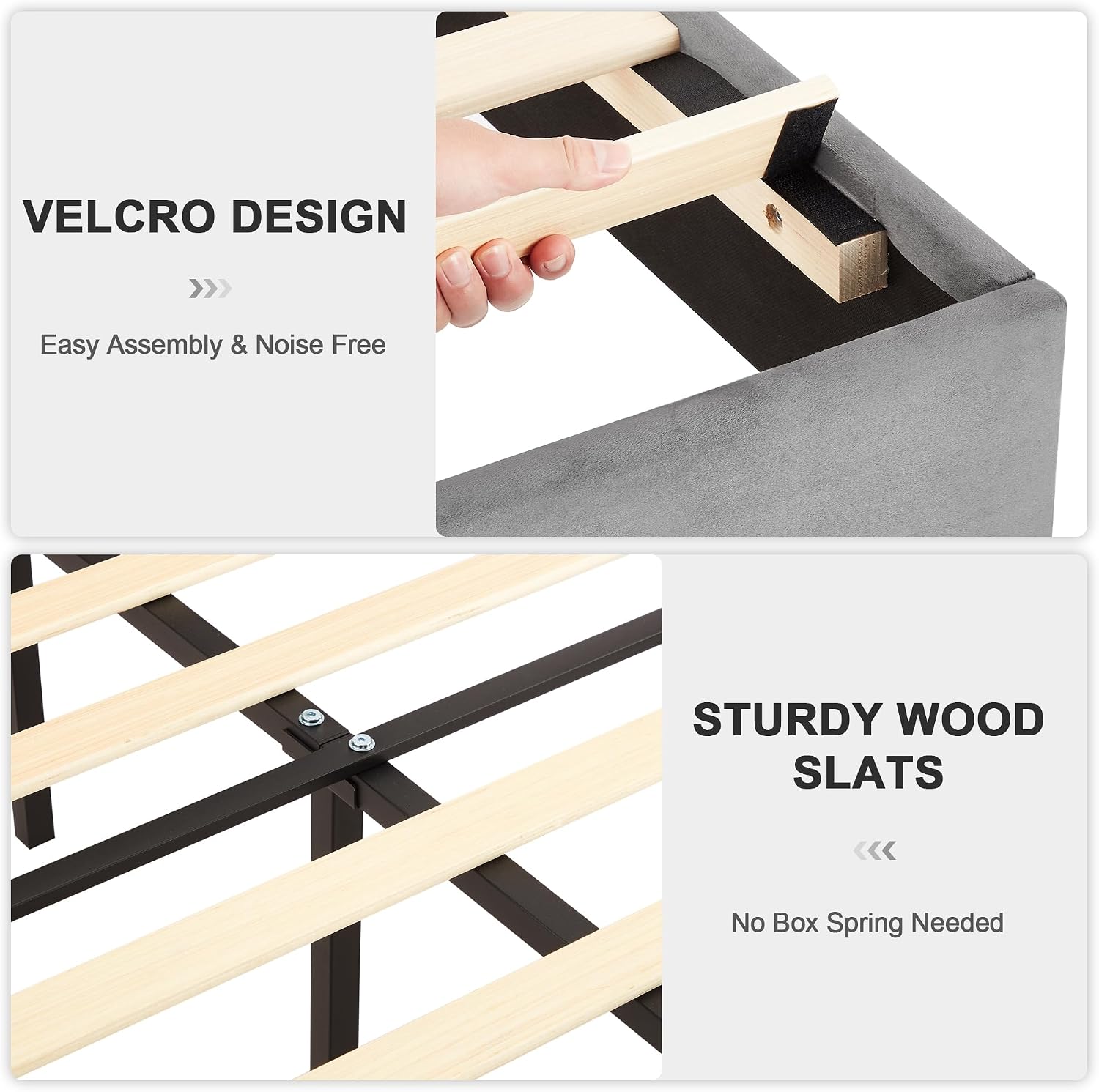 VECELO Full Bed Frame 4 Storage Drawers & Upholstered Platform &Tufted Adjustable Headboard/Mattress Foundation/Wood Slat Support,Easy Assembly,Dark Grey