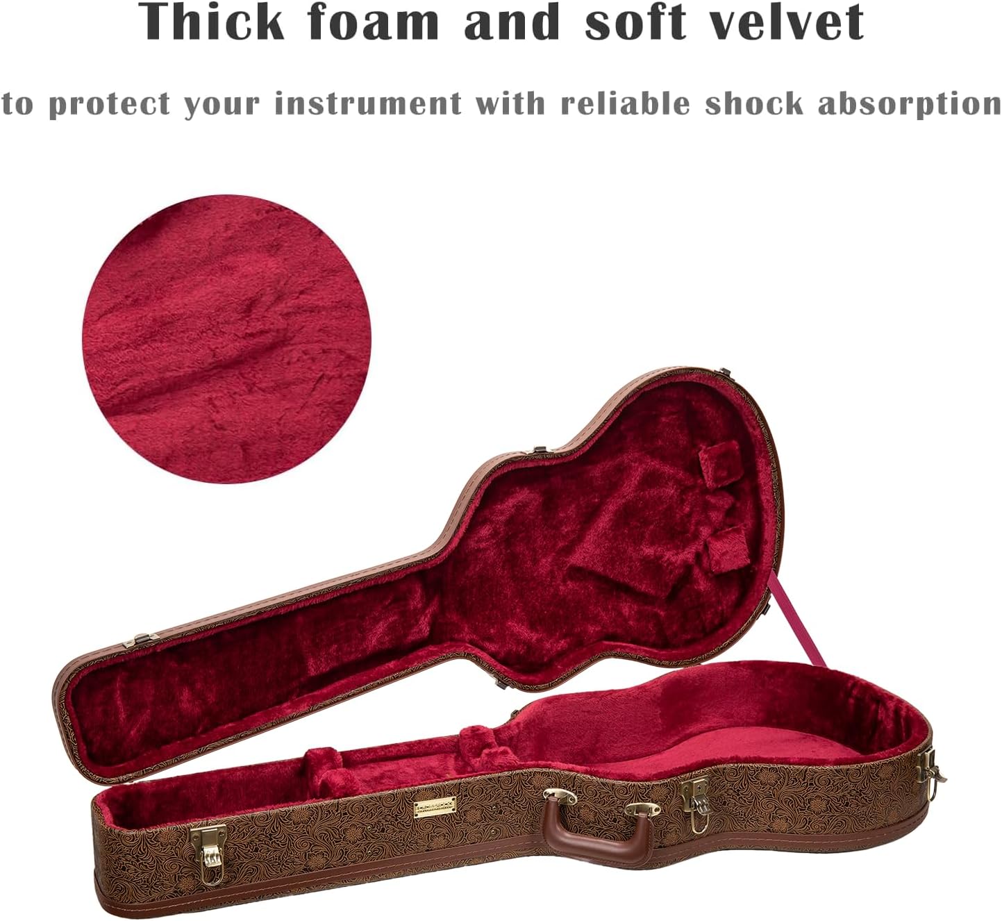 Crossrock Guitar Case for 16' Archtop/Hollow Body/Jazz Electric Guitars - Fits Gretsch Electromatic, Ibanez, Epiphone, Gibson ES Series -Blossom Brown (CRW530JA16BQ)