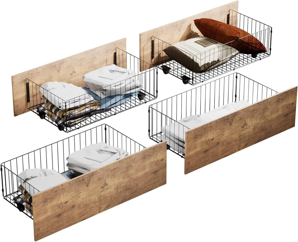VECELO Queen Bed Frame with 4 Large Drawers,Queen Size Metal Platform Bed Frames with Headboard/Mattress Foundation/No Box Spring Needed