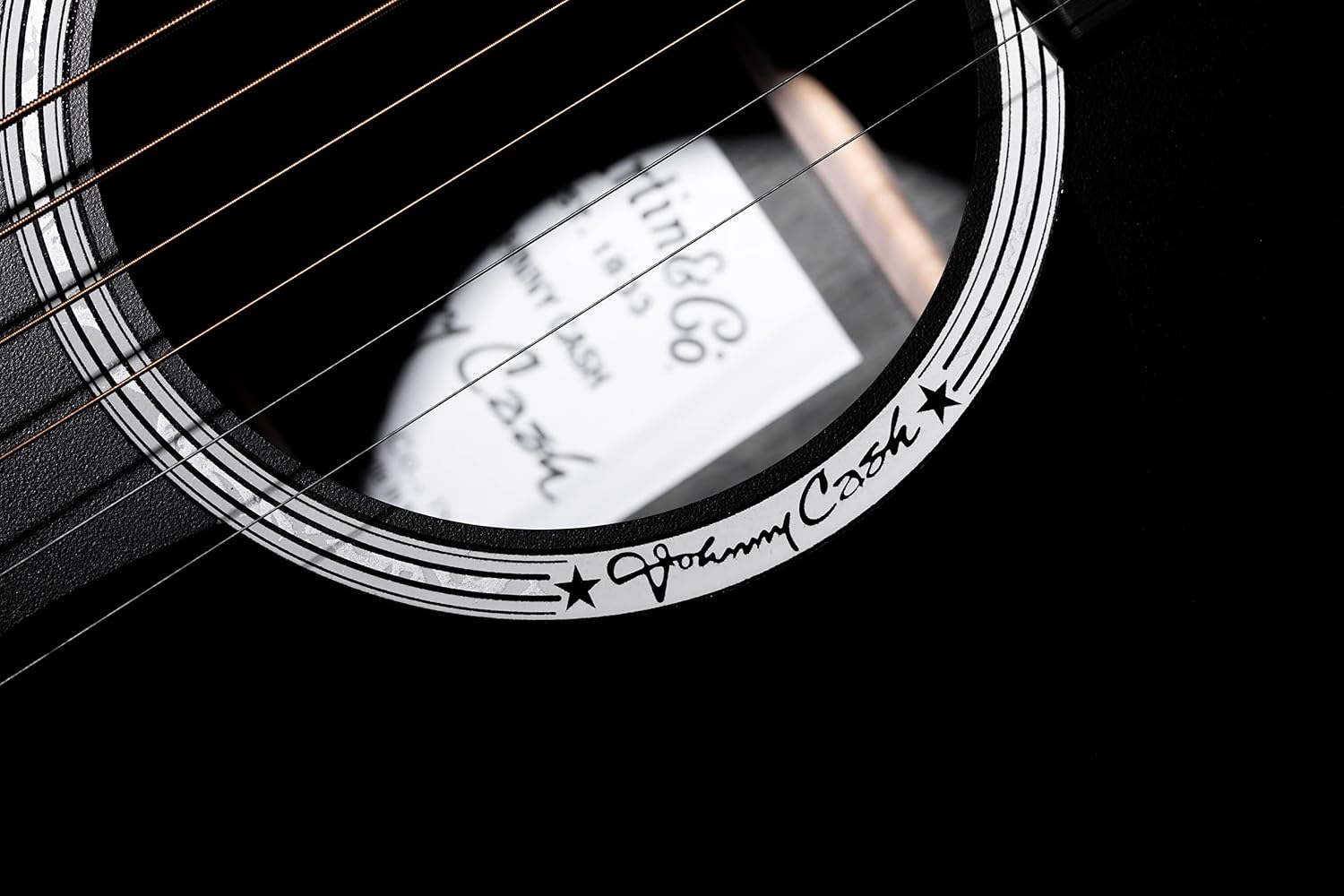 Martin Guitars DX Johnny Cash Signature Edition Acoustic-Electric Guitar with Gig Bag, HPL Construction, Modified D-14 Fret, Performing Artist Neck Jett Black
