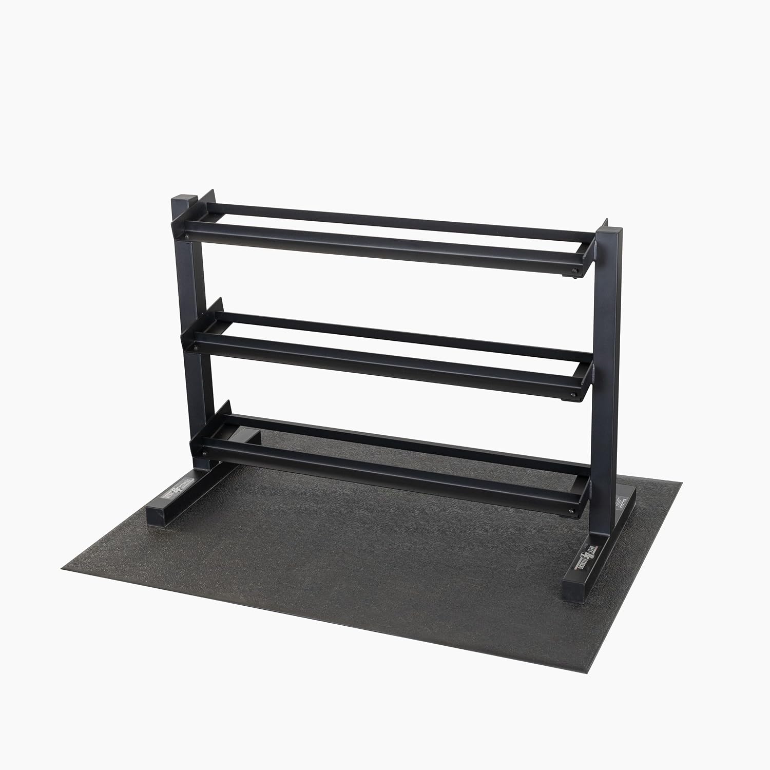 Body Solid Best Fitness (BFDR10-SET) 3-Tier Dumbbell Rack Set with 10 Pairs Rubber Coat Dumbbells 5-50 lbs and Vinyl Floor Mat, Rack Stand and Holder for Dumbbells, Home Gym Free Weight Rack Storage