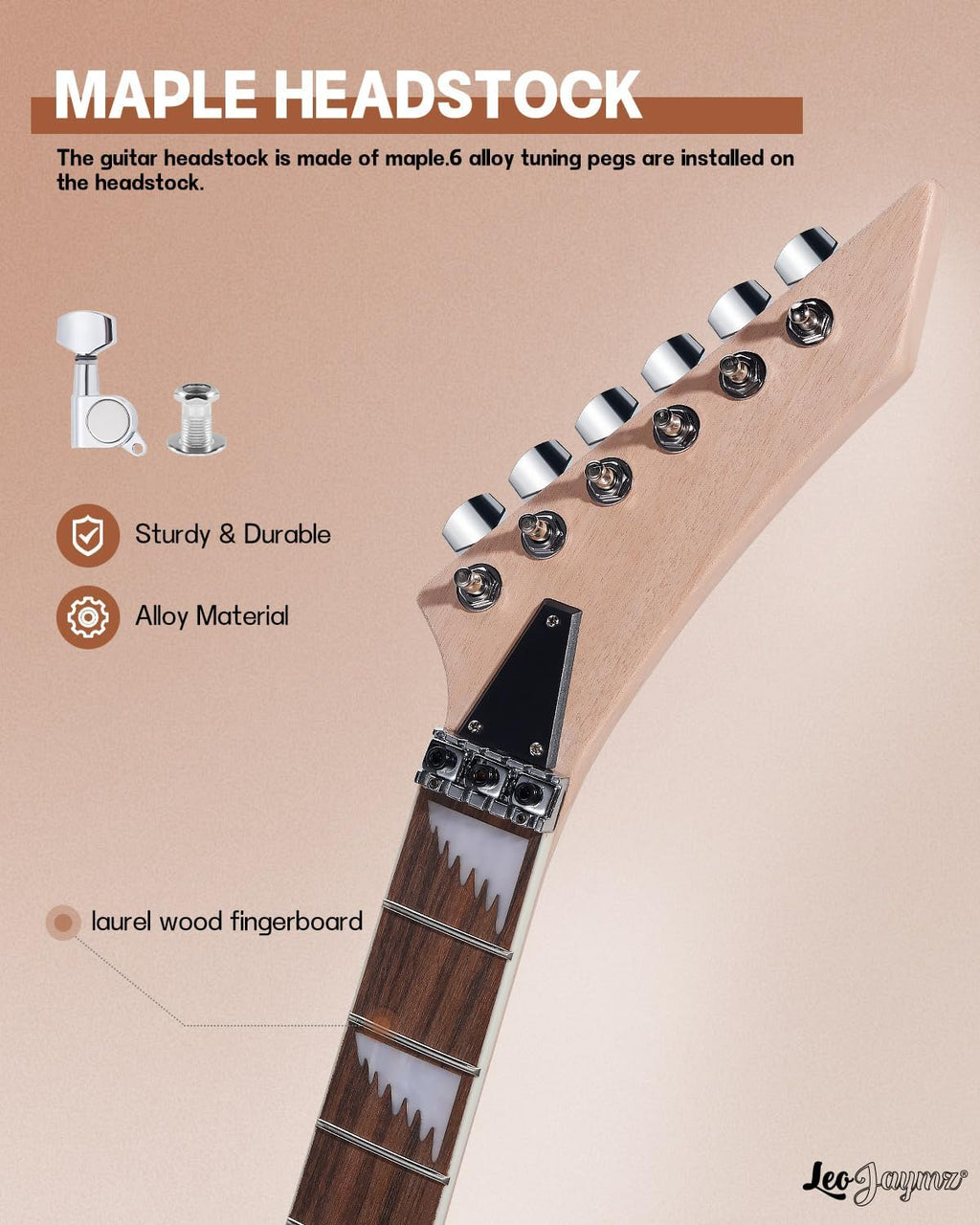 Leo Jaymz DIY Electric Guitar Kits in AL Style - Mahogany Body and Neck - Laurel Wood Fingerboard and All Components Included (AL)