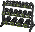 HANDBODE Hex Dumbbell Set with Rack, 300-840 lb Rubber Coated Fixed Weights Sets with Heavy Duty Storage Stand, Hexagon Shape, Multiple Weight Options Home Gym Equipment for Strength Training