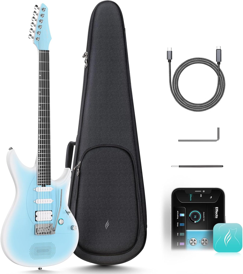 Enya Inspire 39' Smart Electric Guitar - Carbon Fiber Body with Built-in 15W Speaker, 20 Tones & App Control, 4 Presets, Bluetooth, Gig Bag Included, 2-Year Warranty