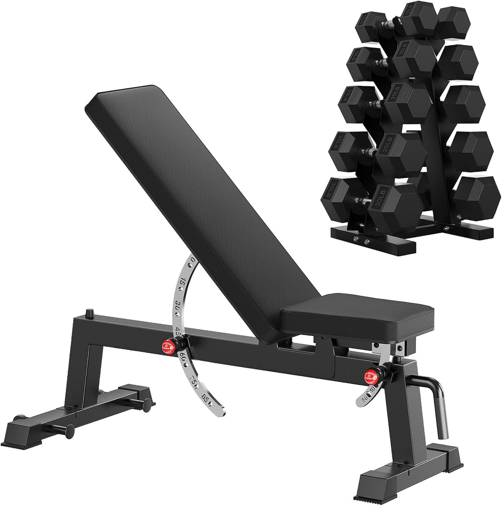 HANDBODE Adjustable Weight Bench for Full Body Workout, 1300 LBS Weight Capacity Bench Press Bench of Home Gym Strength Training, Incline Upright Flat Utility Workout Bench with Fast Adjustment