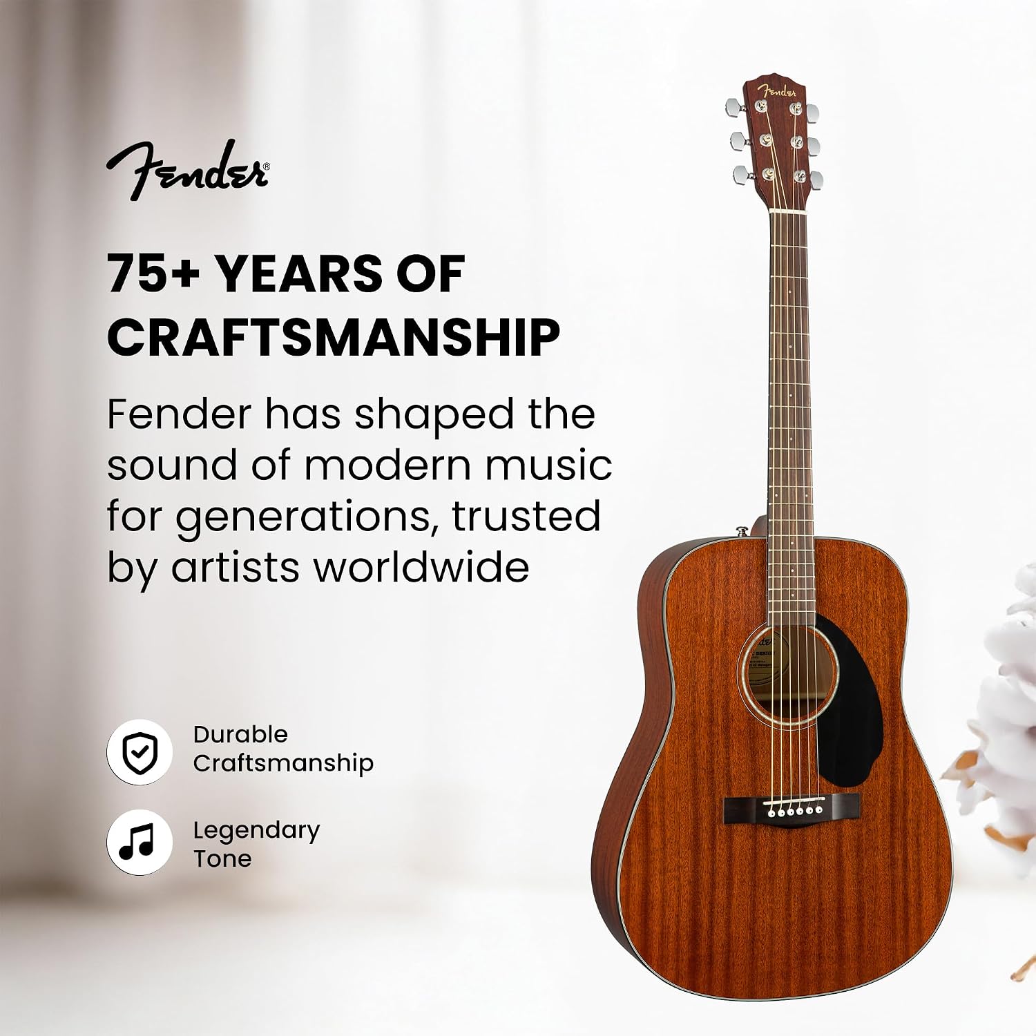 Fender CD-60S Solid Top Dreadnought Acoustic Guitar - All Mahogany Bundle with Gig Bag, Tuner, Strap, Strings, Picks, and Austin Bazaar Instructional DVD