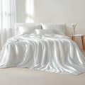 RV King Size 4-Piece Sheet Set Premium 30 Momme Mulberry Silk Bed Sheets Set Fits 23-26' Deep Pocket (Solid, White)
