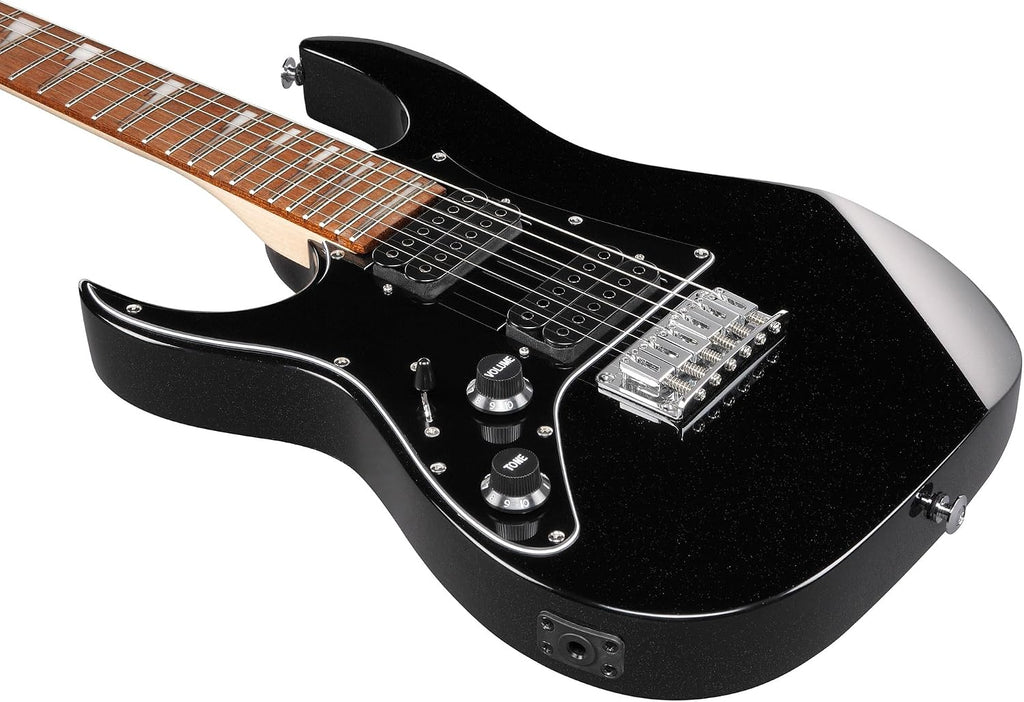 Ibanez GRGM21L RG Gio miKro Short-Scale Electric Guitar, Left Handed - Black Night Bundle with Gig Bag, Tuner, Strap, Instrument Cable, Austin Bazaar Instructional DVD, and Polishing Cloth