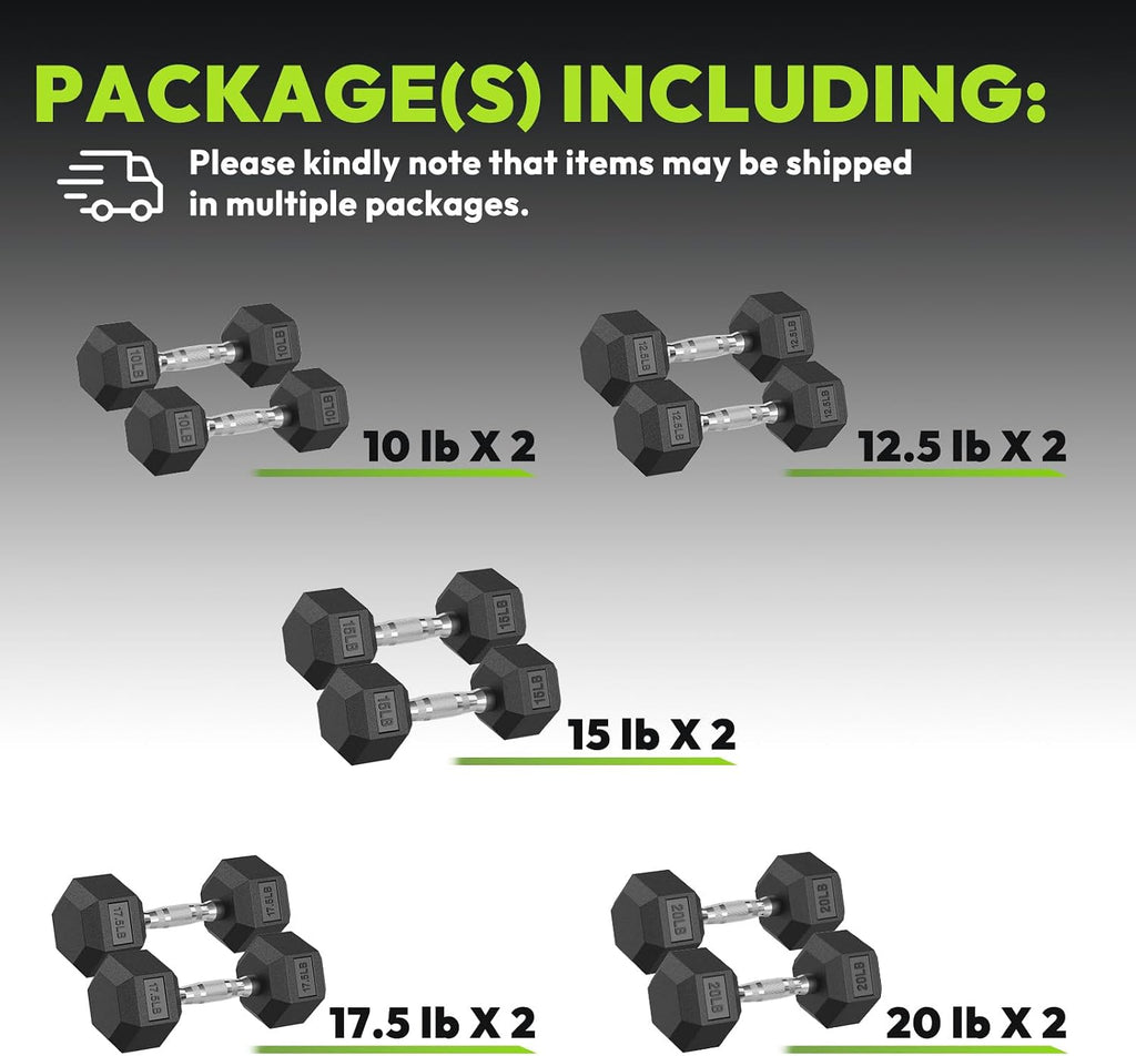 Hex Dumbbell Sets with Rack, 90-640 lb Rubber Encased Exercise & Fitness Dumbbells Set, Hand Weight for Strength Training, Weight Dumbbells