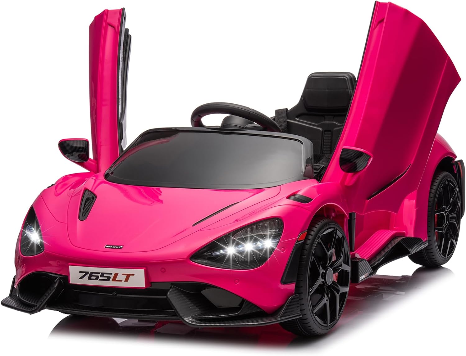 Kids Ride-on Car Licensed McLaren765LT for 3-6Years Old, Electric car 12V Battery Powered Electric Vehicle, w/Parent Remote, Music Player, LED Lights, Smooth Start, 3 Speeds, Pink