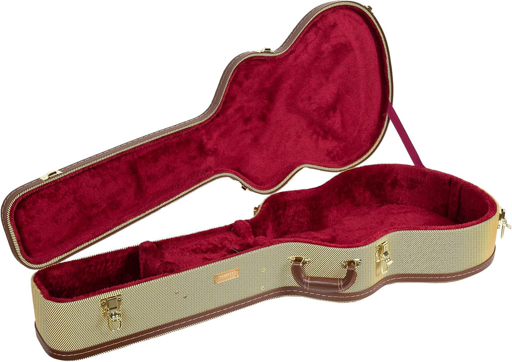 Crossrock Case - Hard-Shell Wooden Guitar Case - Fits 4/4 Classical Nylon String Guitars - Stainless Steel Latches, Sponge Lining, Metal Feet, Storage Space - Vinyl Tweed