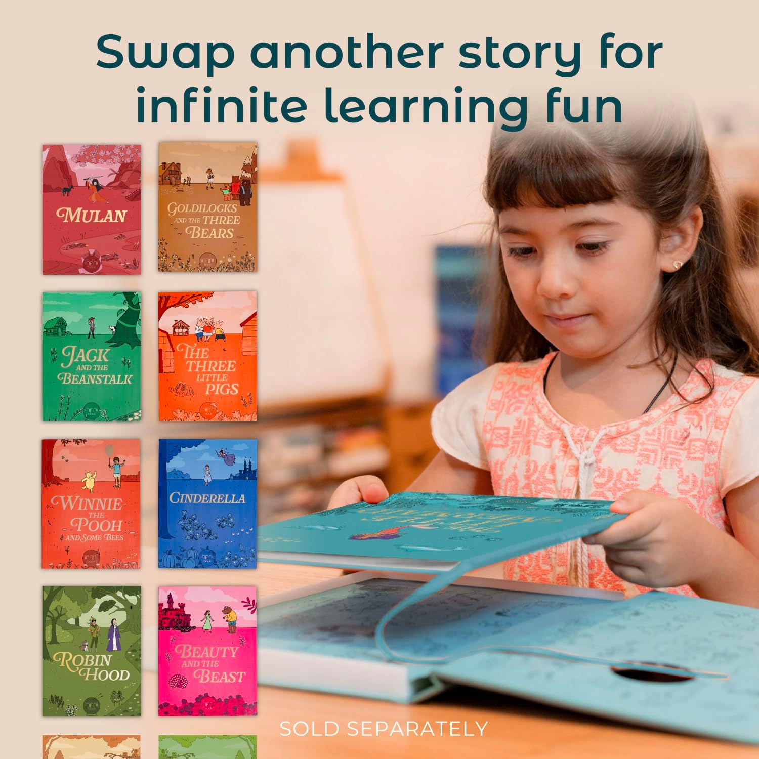Cali's Books The Little Mermaid - infinibook Reader Recordable Storybooks for Kids, Customizable Interactive Audio Book Reader for Toddlers, Educational Screen-Free Toy
