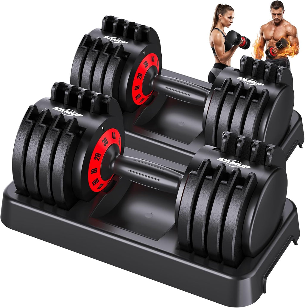 Adjustable Dumbbell Set of 2, 50LBS/100LBS Weights Dumbbell Set with Storage Box, 25lbs/50lbs Pair Adjustable Weights with Anti-slip Silicone Grip, 5-in-1/10-in-1 Quick-Lock Hand Weight Set For Home Gym Suit both Men and Women