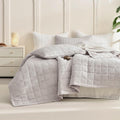 Sanracie Oversized King Quilt (120'x120'), Cotton Oatmeal Colored Waffle Quilt Bedding Set Extra Wide Large Luxury Aesthetic Bedspreads Soft Breathable Bedding Coverlet Sets 3 PCS