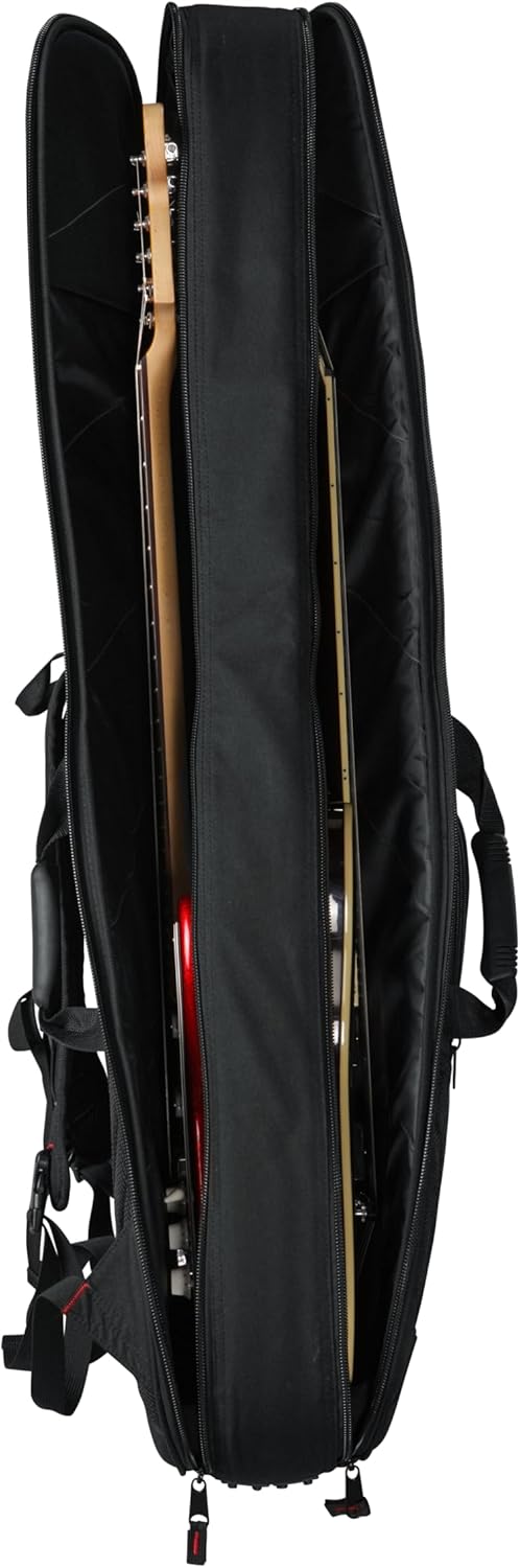 Gator Cases 4G-MiZone Series Gig Bag For Two Electric Guitars With Adjustable Backpack Straps, Fits Two Stratocaster and Telecaster Style Electric Guitars (GB-4G-ELEC 2X)