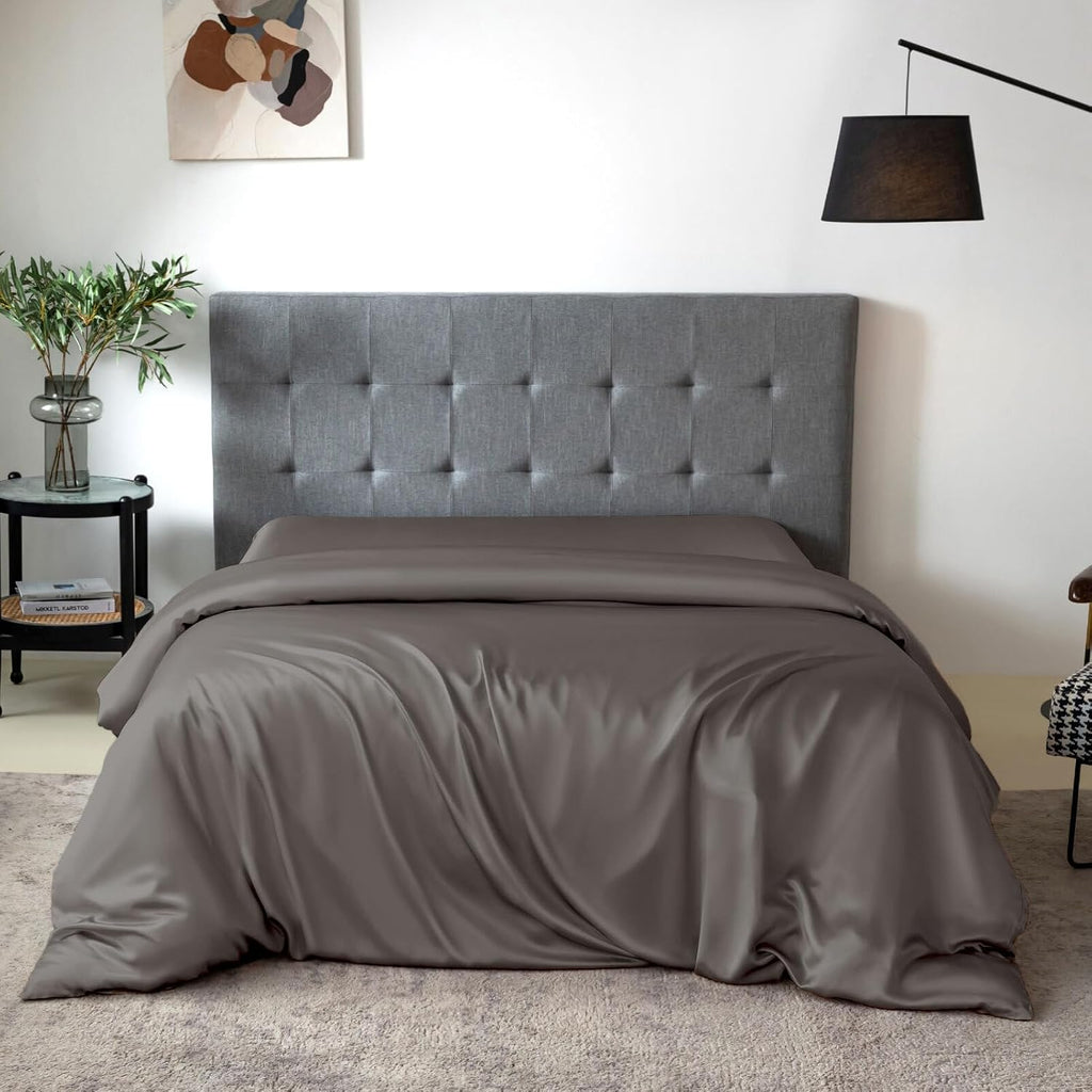 THXSILK Silk Duvet Cover, 100% 7A+ Mulberry Silk Comforter Cover, Seamless, Breathable, Easy Care Zipper Closure, 1 Duvet Cover Only - Queen, Charcoal