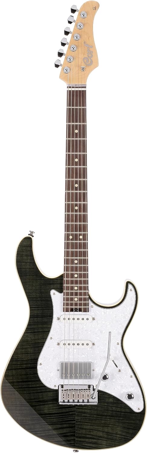 Cort G280 Select Flame Top 6-String Electric Guitar, Transparent Black Finish (G280SELECTTBK)
