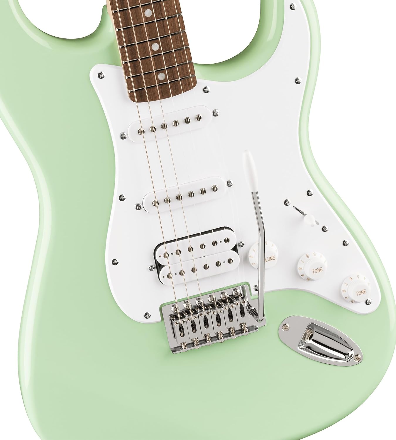 Fender Squier Sonic Stratocaster HSS - Surf Green Bundle with Frontman 10G Amp, Cable, Tuner, Strap, Picks, and Austin Bazaar Guitar DVD