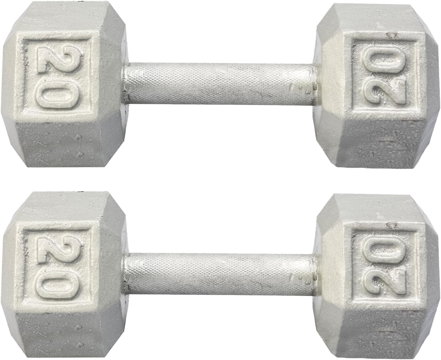 Hydra Fitness Exchange Cast Iron Hex Dumbbell 3 lb to 100 lb (in Single & Pair) - Solid Hexagon Silver Coating Dumbbell Set Strength Training Free Weights for Women & Men Residential Only