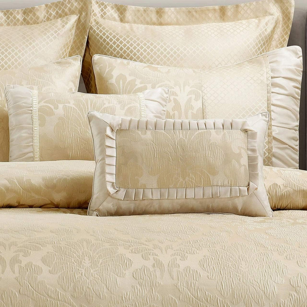 sheetsnthings Jacquard Full Size Comforter Set- 12PC Bed in a Bag Includes Sara (Beige) Duvet Cover Set, Down Alternative Comforter, Bed Sheets